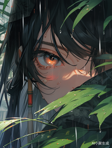 竹林小屋内哭泣的女孩，自然风景治愈心灵
