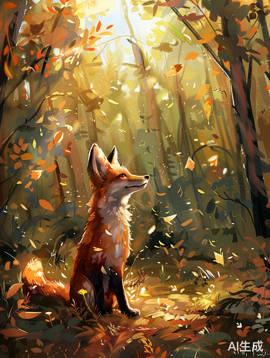 小狐狸与森林阳光