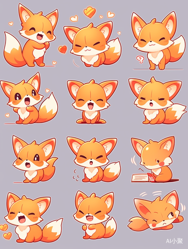 Cute Little Fox Stickers UI Design App Icon