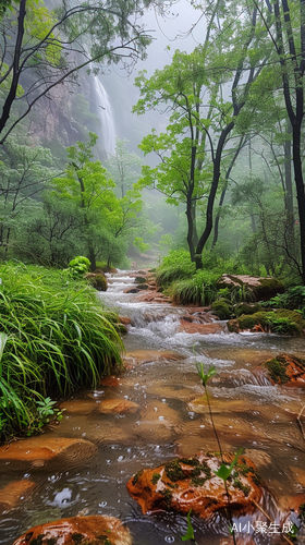 中国雨季高山自然风光的电影般感受