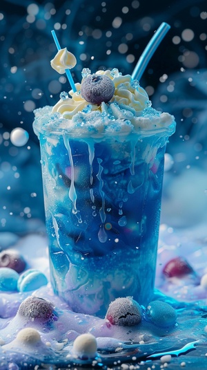 imagine prompt: ; Chilled desserts, frosty textures, cool color refreshments q 1 version