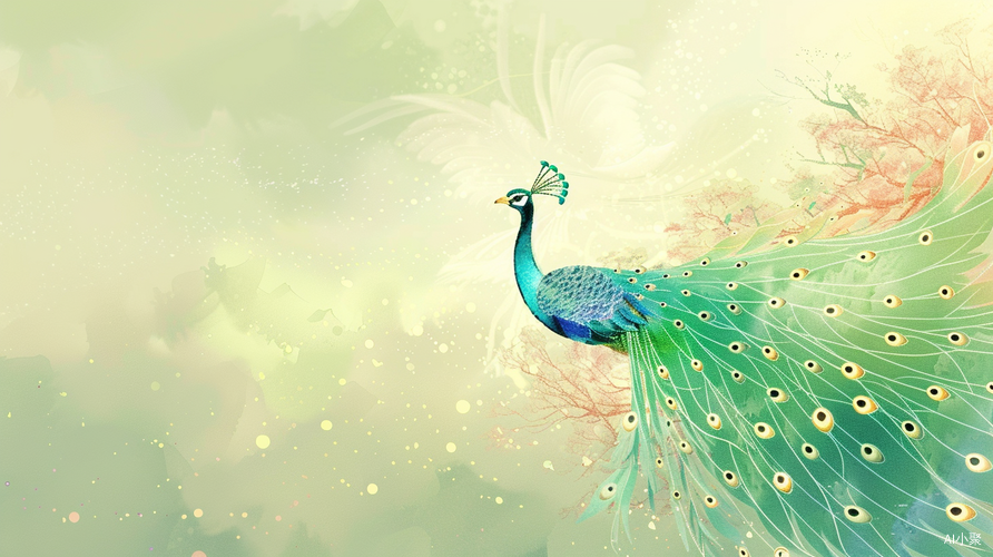 Ethereal Peacock: Minimalist Linear Illustration