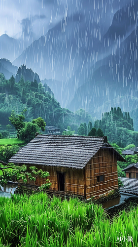 雨中草屋，茶香四溢，天然治愈之旅