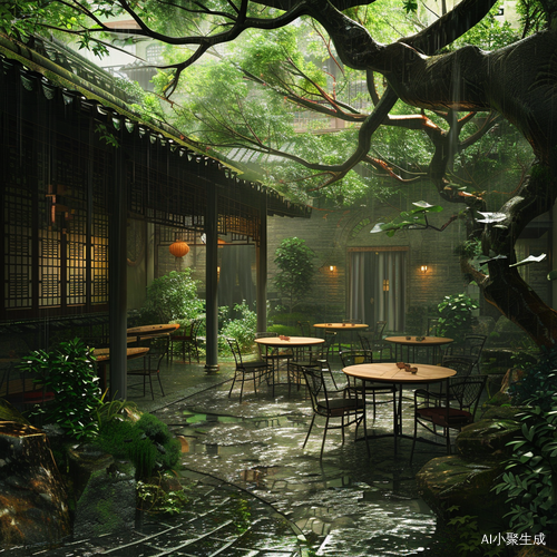 林间小院的雨中治愈