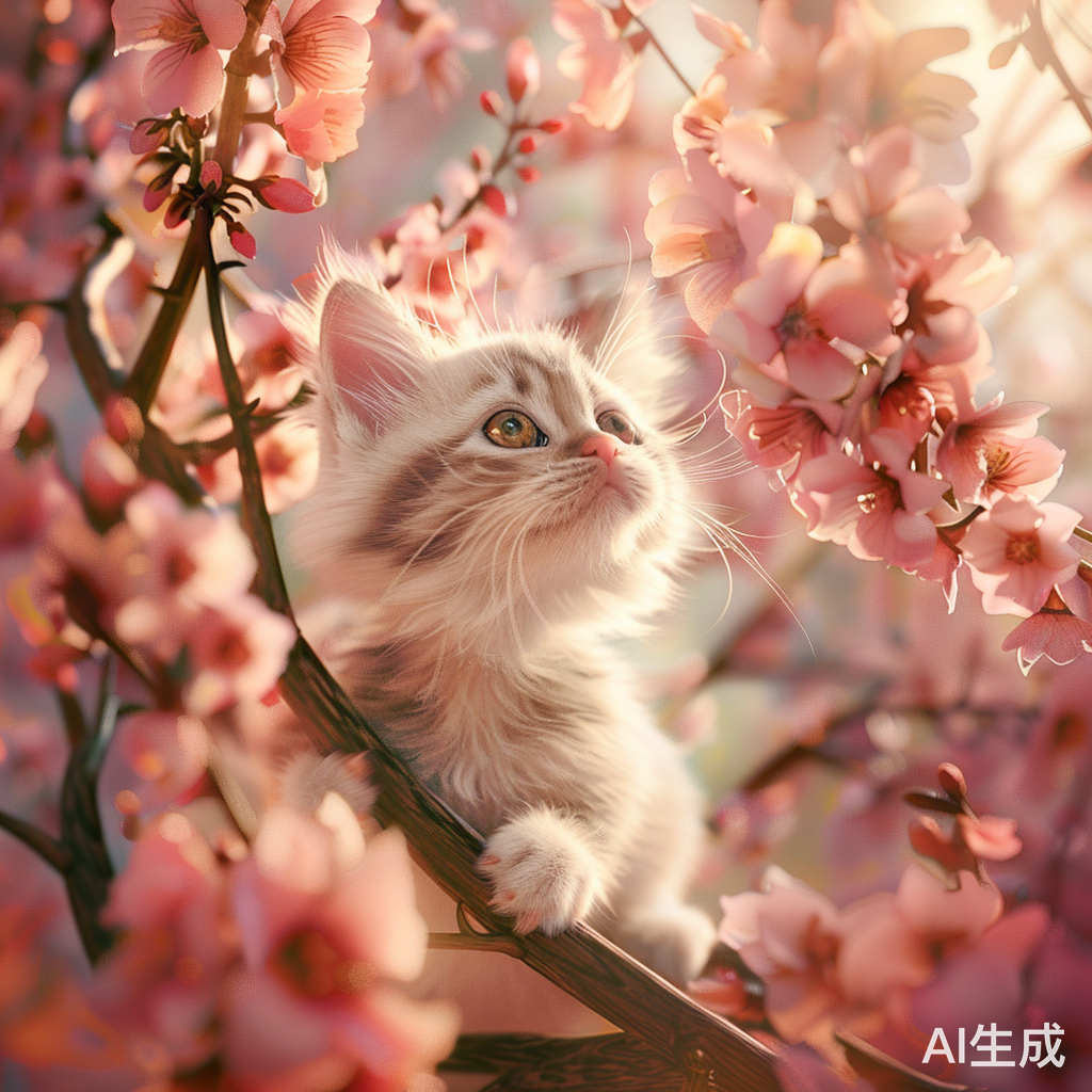 桃花与小猫