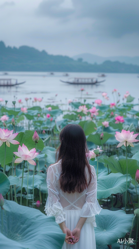 杭州西湖美景少女全身照8k高清图像