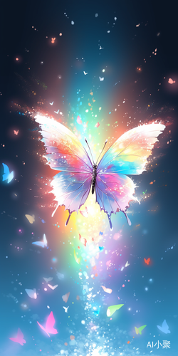 Fantasy Rainbow Butterfly in Cartoon Anime Style