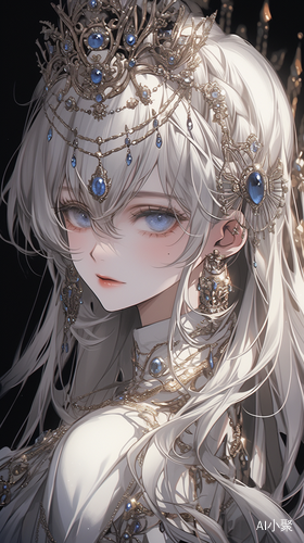 Animated Portrait of Girl with Blue Eyes and Jewelry