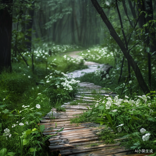 夏日雨林木栈道