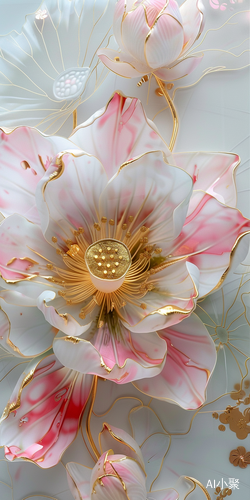 Exquisite Lotus and Rose Design with Golden Details