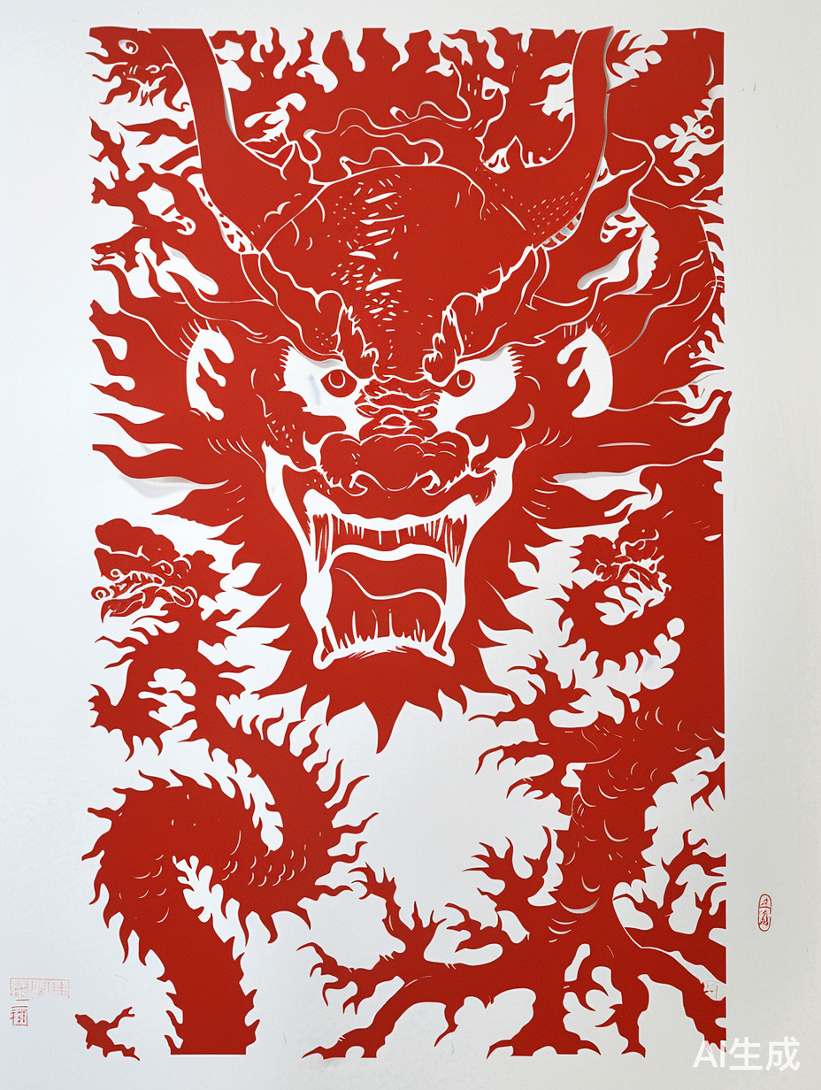 极简中国剪纸红色白色背景传承好家风