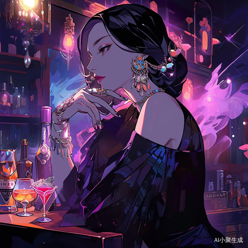 夜场女子妆容浓艳执烟执酒表演