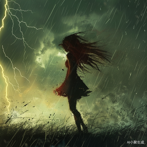 风雨交加的靓妹艰行