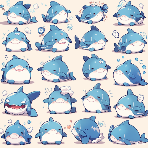 Anthropomorphic Whale: Expressive Icon Sets