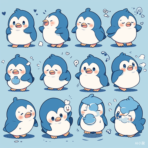 Anthropomorphic Penguin Icons with Various Moods