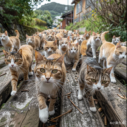 数百流浪猫快速奔袭运动场所