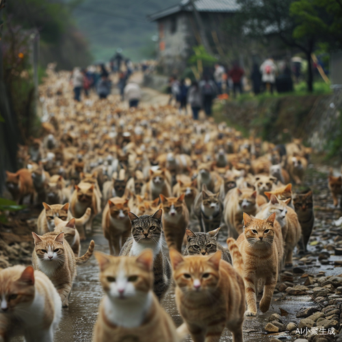 数百流浪猫快速奔袭运动场所