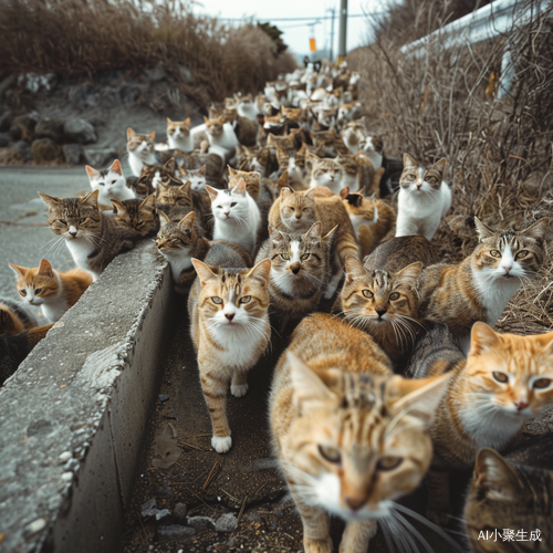 数百流浪猫快速奔袭运动场所