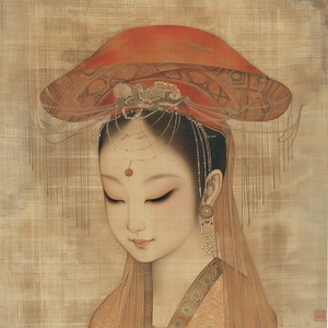 印第安帽下的唐朝美女