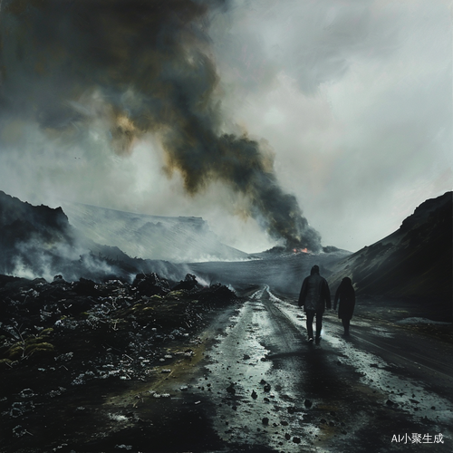 神秘冰岛火山下的漫步情侣