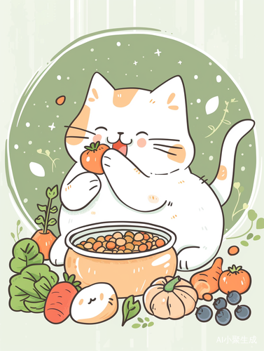 自然生机：肥硕猫咪享受绿色营养