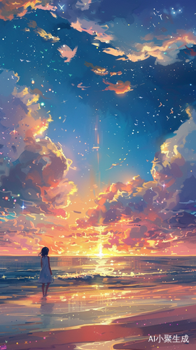 海边落日余晖