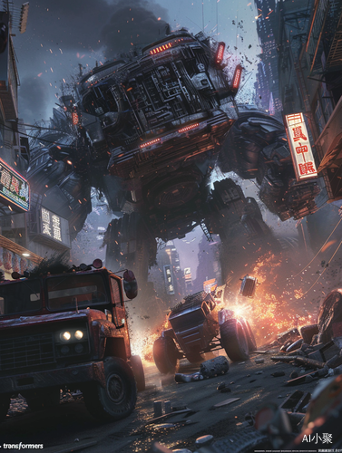 Transformers: Megatron vs Truck in Ruined City