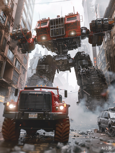 Transformers: Megatron vs Truck in Ruined City