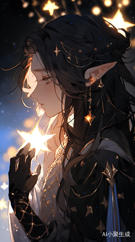黑长发金瞳星空流星歌唱小精灵