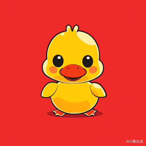 简约可爱小黄鸭红色背景