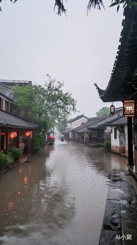 烟雨朦胧的江南水乡写实风景