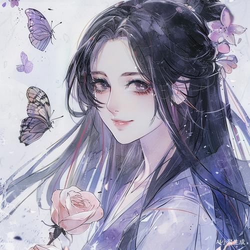 可爱女孩的水墨画风格作品