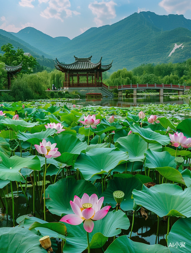 中国荷塘龚桥风光高清手机摄影