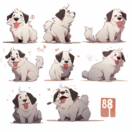 Diverse Expressions of a Cute Dog in Keith Harlem's Graffiti Style