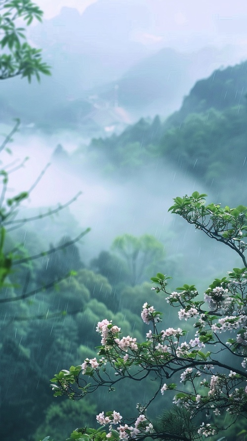 山野间，碧翠拥，繁花似锦醉春风，霞光里，露珠闪，玉瓣含笑映晴空。微风过，香雾绕，衣袂飘香入梦中，丝雨落，晶莹剔，绿叶更显翡翠浓。蝶儿舞，蜜蜂忙，花间寻蜜歌未央，鸟语鸣，婉转清，枝头共奏天籁章。此景美，心向往，世外桃源画中藏，愿此生，与花语，静守岁月共徜徉。