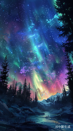 绚丽多彩的北极光与星海奇景