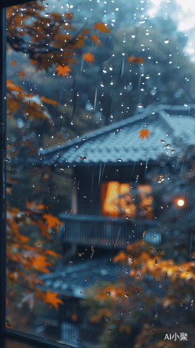 风雨交加的静谧夜晚氛围描绘