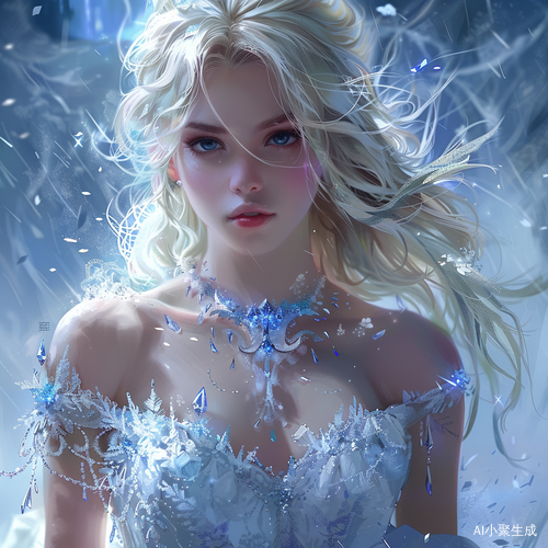 水晶衣服与金色头发的奇幻形象