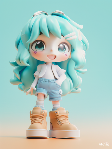 Chibi Style Fashionable Toy Blind Box with Cute Girl and Big Fluffy Shoes