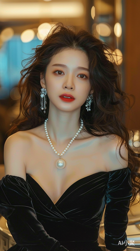 Chinese Actress Shines in Black Velvet Dress and Stunning Jewelry