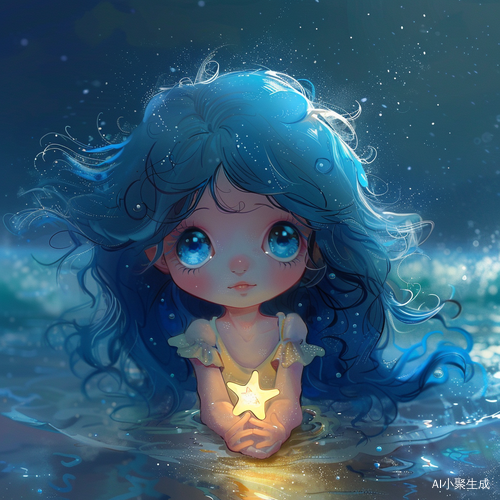 海边少女蓝发星星的光辉幻想