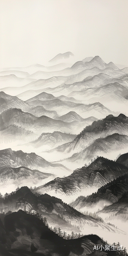 西斜白日映山峦的宁静壮丽景色