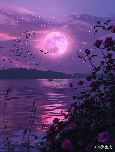 梦幻的落日余晖与星空夜色交织的美景