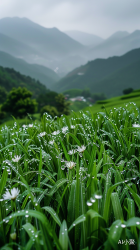 春雨中的山谷鸟语花香与宁静氛围