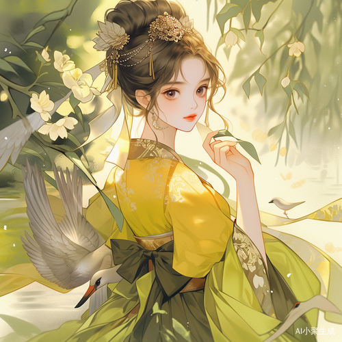 中国古风公主优雅姿态与精美妆容