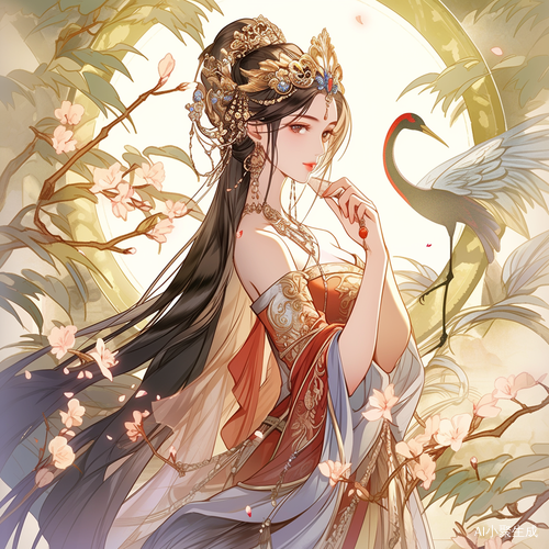 中国古风公主优雅姿态与精美妆容