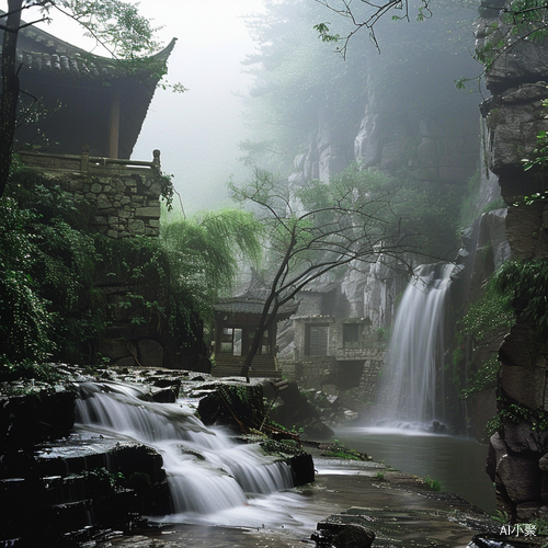 望庐山瀑布诗意烟雨