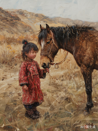 Idyllic Moment Between Rural Child and Horse in Tranquil Setting