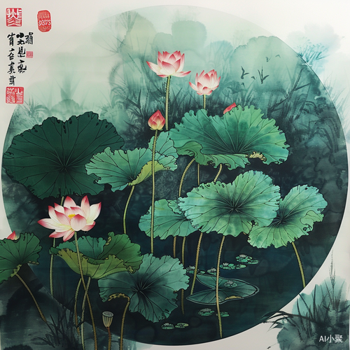 中国绘画作品2034875展现绿水莲花之美