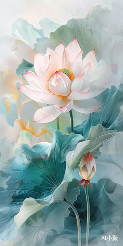 Ethereal Watercolor Painting of Lotus Flower with Dreamy Color Scheme